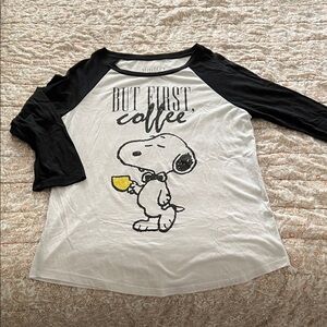 Mighty Fine Peanuts Black and White, But First Coffee Tee 😍☕️